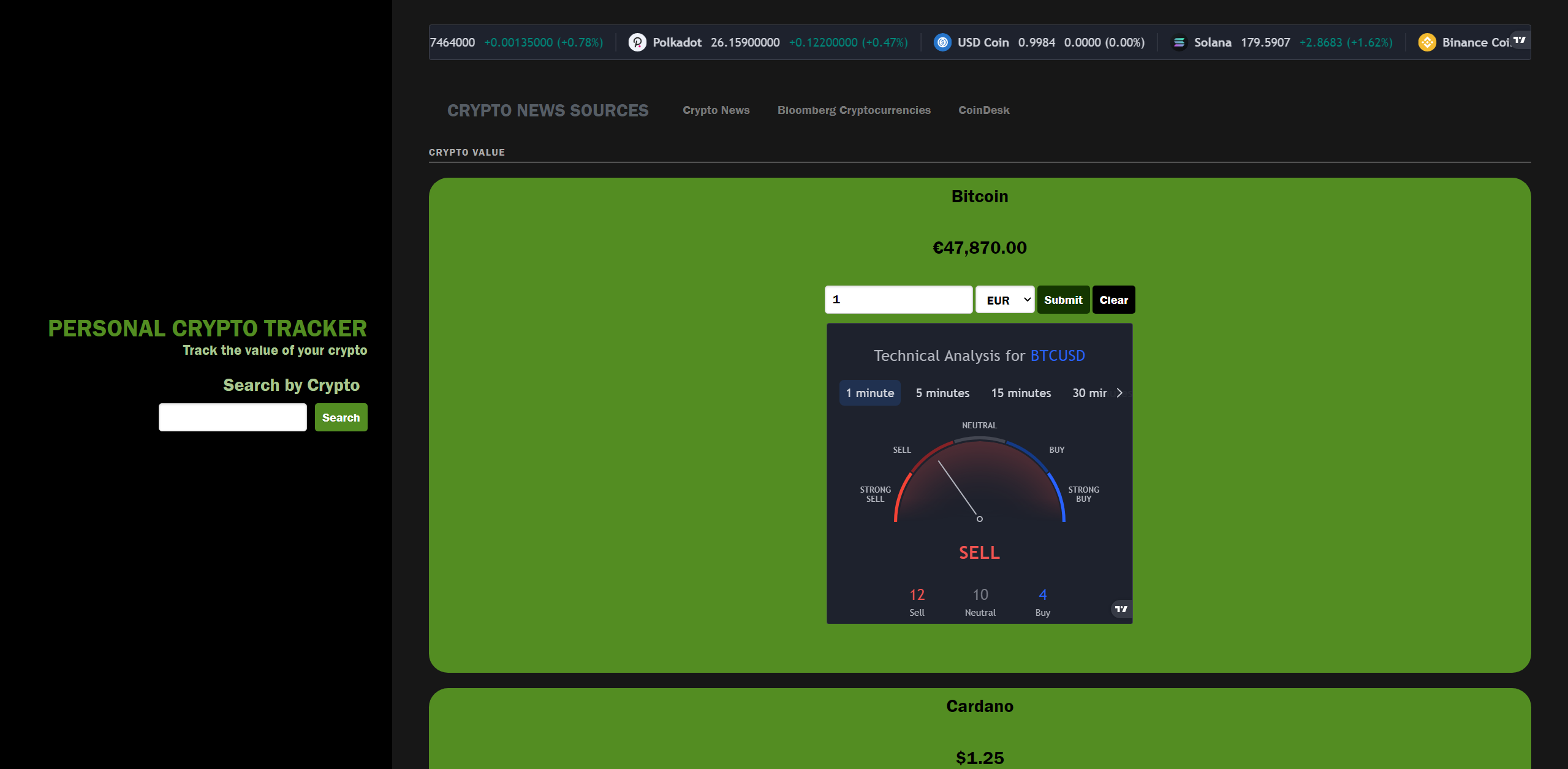 Screenshot of personal-crypto-tracker